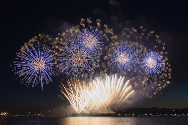 Fireworks above a city